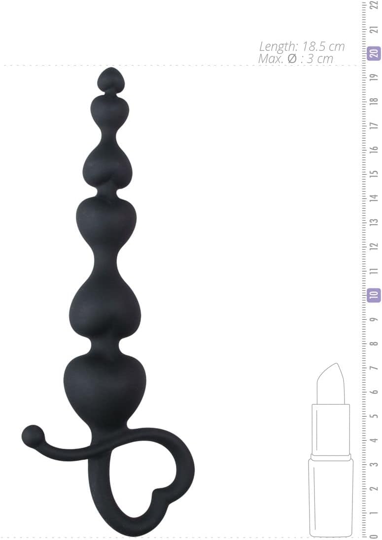 EasyToys Anal Collection - Anal Chain with Pull Ring - 18.5 cm / 3.35 inch / 7.28 inch - - Black Anal Beads - For him and her – Bild 4
