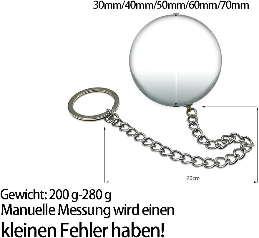 Xuomt Set of 3 Long Chain Glass Balls Chain Beads Plug Set Glass Beads Crystal Balls Vaginal SM Erotic Sex Toy for Adults for Men Women (70 mm) – Bild 2