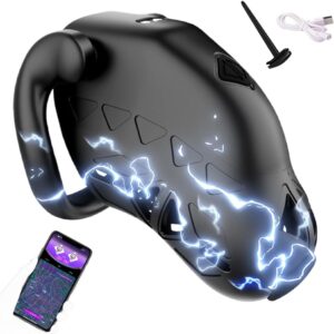 NAIXBTY App Remote Control Electric Shock Cage Male Smart Chastity Cage with Time & Positioning Function Chastity Cage Extreme Bondage Stimulate BDSM Sex Toys for Men, Couples