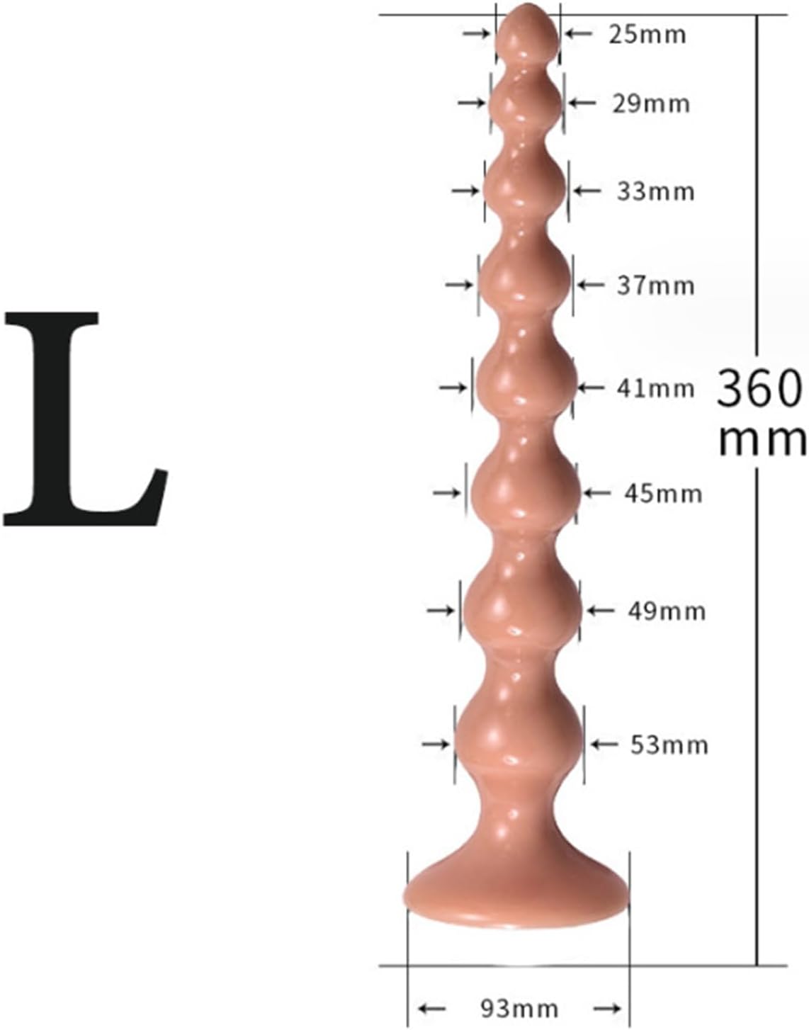 Dilos Men's Dilo Tail for Women, 250 mm Balls Chain Plugs Dildos with 8 Beads & Dildo Suction Cup, Dildo Giant Dildo XXL Toys, Plug for Men Women Beginners (L) – Bild 7