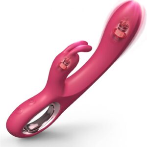 Rabbit Vibrator Vibratoren mit Klitorisstimulation Vibrator Dildo Vibratoren mit 10 Vibrationsmodi Klitoris und G-Punkt Stimulator Erotik Sexspielzeug für Frauen, Rose Rot