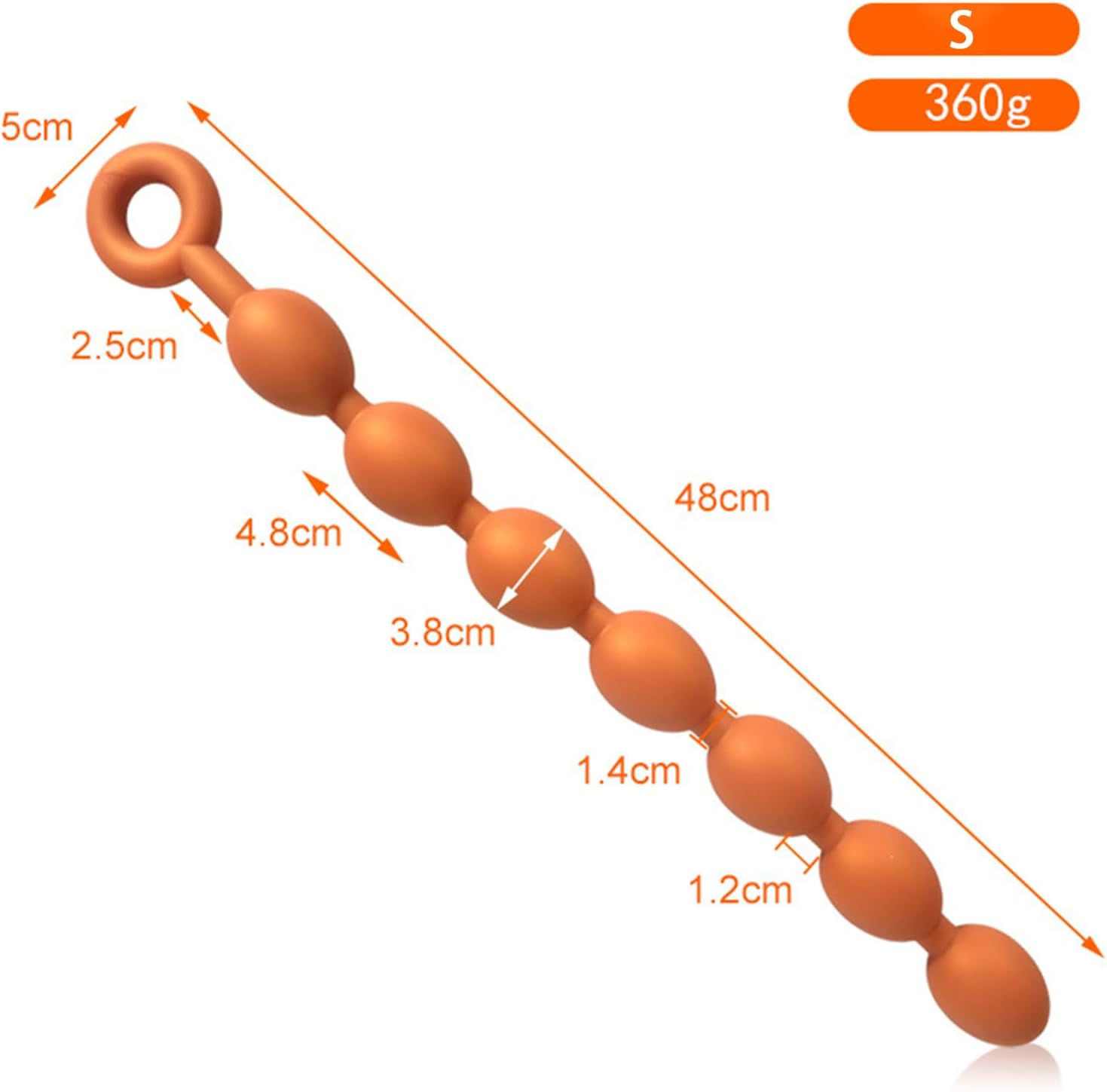 PQKuss Extra Long Balls Silicone Beads Chain with 5/6/7 Ball Beads G-Spot Stimulator Dildo Masturbator Dilator Plug SM Sex Toy for Women Men (Gold-S) – Bild 7