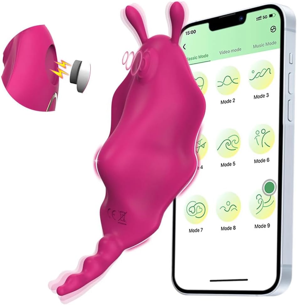 ChciLSQ Butterfly Vibrator with App, Quiet Magnetic Clip, Vibrator with 9 Vibration Modes for On the Go Strong Clitoris Stimulator, Portable Mini Slip Vibrators, Erotic Sex Toy for Couples, Women