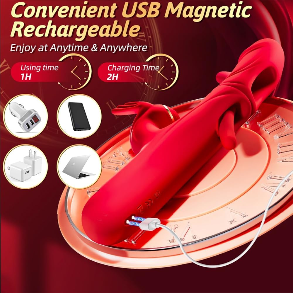 Guspiun 4-in-1 Dildo Vibrator Women Clitoris G-Spot Stimulator with 7 Double Tongue Lick and 10 Vibration Modes Rabbit Vibrator Couples Erotic Masturbating Sex Toy – Bild 7