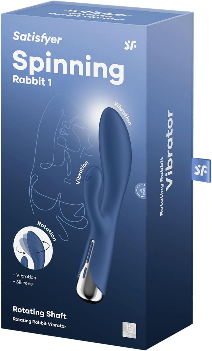 Satisfyer Spinning Rabbit 1 Rabbit Vibrator, Rotation for G-Spot and Clitoris, Silicone Sex Toy for Women, Stimulation with Rotating Function, 12 Vibration and 5 Rotation Programmes, Blue – Bild 4