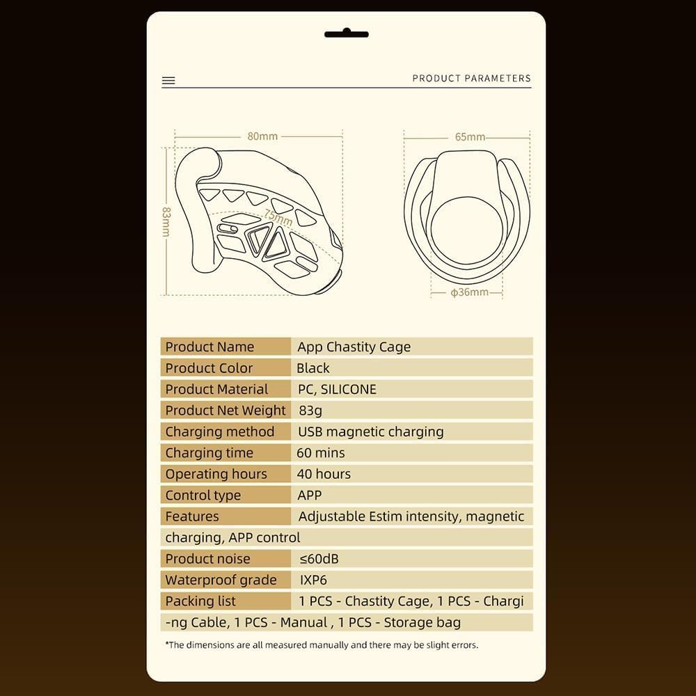 NAIXBTY App Remote Control Electric Shock Cage Male Smart Chastity Cage with Time & Positioning Function Chastity Cage Extreme Bondage Stimulate BDSM Sex Toys for Men, Couples – Bild 7