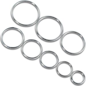 Kutocesy Stainless Steel Ring Set of 7 Cock Testicle Ring Chastity Ring Men Metal Cock Ring Dildo Ring Adult Stimulator Erotic Sex Toys (7 Piece Set)