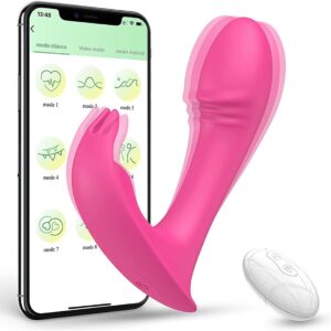 Butterflies Vibrator with App and Remote Control JFRong Quiet G-Spot Clitoris Stimulator Panty Vibrator Dildo with 9 x 9 Vibration Modes Vibrator Sex Toy Set for Women Couples Erotic Sex Toy (Pink)