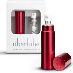 Überlube Premium Lubricant Travel Set, Natural Silicone Lubricant with Vitamin E, Lubricant, Odourless and Tasteless, Works Underwater, 15 ml, Red