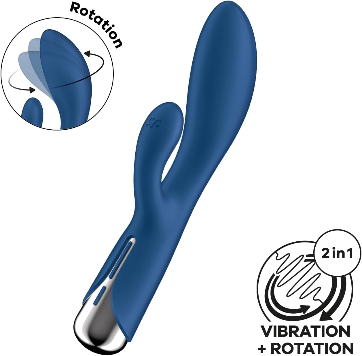 Satisfyer Spinning Rabbit 1 Rabbit Vibrator, Rotation for G-Spot and Clitoris, Silicone Sex Toy for Women, Stimulation with Rotating Function, 12 Vibration and 5 Rotation Programmes, Blue – Bild 2