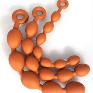 PQKuss Extra Long Balls Silicone Beads Chain with 5/6/7 Ball Beads G-Spot Stimulator Dildo Masturbator Dilator Plug SM Sex Toy for Women Men (Gold-S)