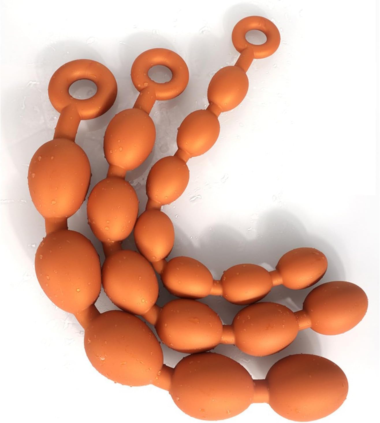 PQKuss Extra Long Balls Silicone Beads Chain with 5/6/7 Ball Beads G-Spot Stimulator Dildo Masturbator Dilator Plug SM Sex Toy for Women Men (Gold-S)