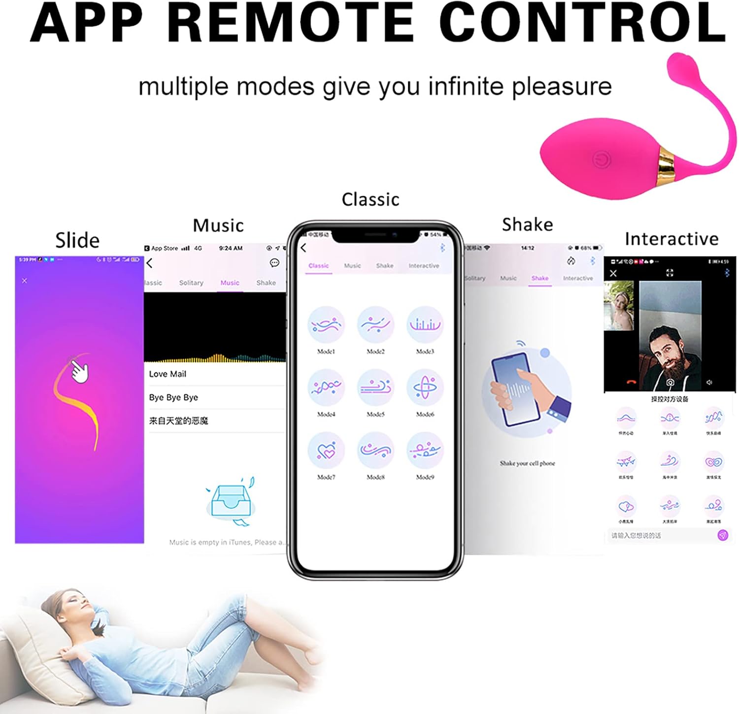 ZWFUN App Controlled G-Spot Ball Vibrator, Female Vagina Stimulator Massager for Women Wireless Remote Control Vibrators Carry Vibrating Egg Toy for Couples (Black-E) – Bild 3