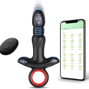 Vibrators for Men, Sex Toy, Plug Vibrator with App, 9 Vibration 9 Telescopic Modes, Sex Toy for Women, Plug with Remote Control, Vibrators, Plug Sex Toys, Black