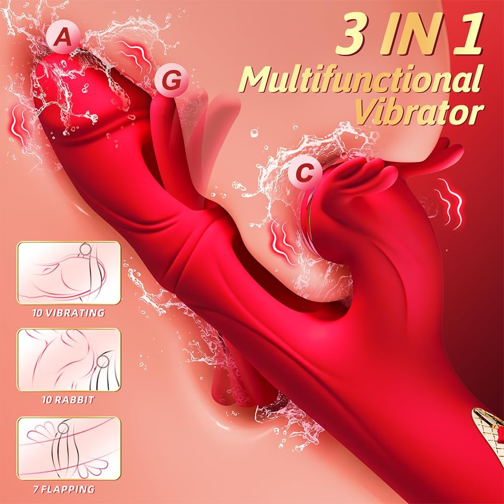 Guspiun 4-in-1 Dildo Vibrator Women Clitoris G-Spot Stimulator with 7 Double Tongue Lick and 10 Vibration Modes Rabbit Vibrator Couples Erotic Masturbating Sex Toy – Bild 2