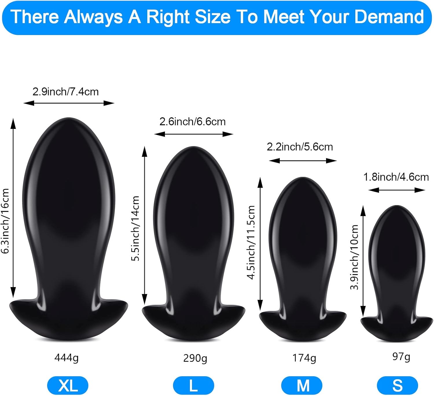 Aobrong Plug, Dildo, Super Soft Egg-shaped Butt Plug for Anus Dilator, Masturbator, Toys for Anus Expansion, Prostate Massager, Sex Toy for Women, Men, Couples (Black L) – Bild 2