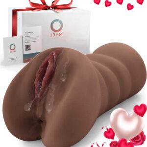 13AM Realistic Masturbator [Dark] – Sex Toy for Men – Pocket Pussy Realistic Large with 3D Vagina Clitoris – 584G – Masturbating for Men – Pocket Pussy Sex Toy for Couples