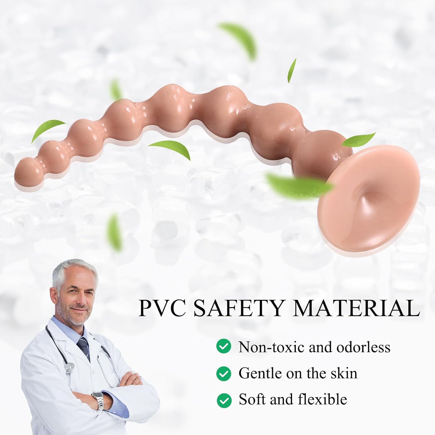 Dilos Men's Dilo Tail for Women, 250 mm Balls Chain Plugs Dildos with 8 Beads & Dildo Suction Cup, Dildo Giant Dildo XXL Toys, Plug for Men Women Beginners (L) – Bild 2