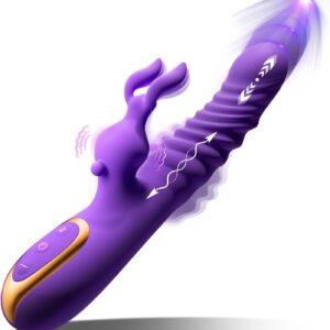 LYAMais G-Spot Vibrators 3-in-1 Rabbit Vibrator Clitoral Stimulation with 6 Types of Telescopic and 6 Types of Vibrations Dildo Vibrator for Women G-Spot Vibrator for Couples Sex Toy