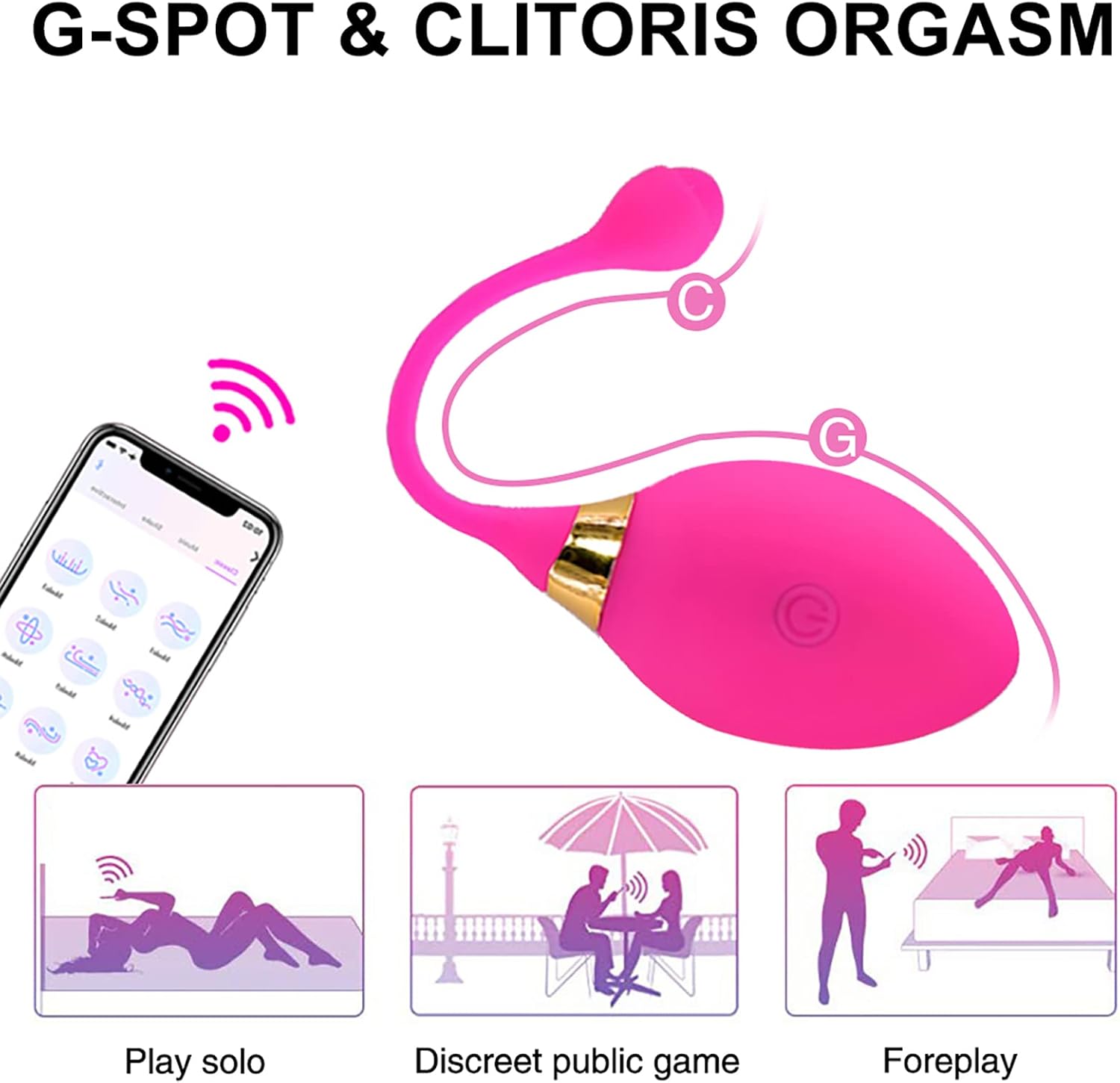 ZWFUN App Controlled G-Spot Ball Vibrator, Female Vagina Stimulator Massager for Women Wireless Remote Control Vibrators Carry Vibrating Egg Toy for Couples (Black-E) – Bild 7