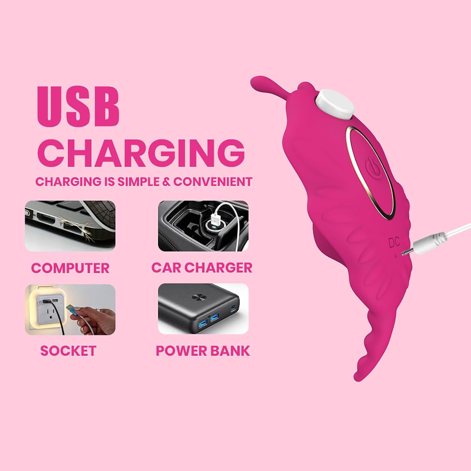 ChciLSQ Butterfly Vibrator with App, Quiet Magnetic Clip, Vibrator with 9 Vibration Modes for On the Go Strong Clitoris Stimulator, Portable Mini Slip Vibrators, Erotic Sex Toy for Couples, Women – Bild 5