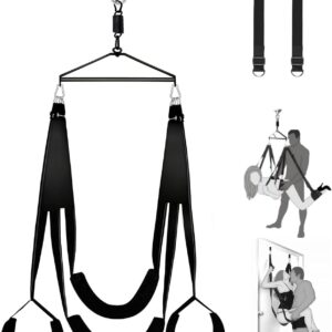 Erotic Love Swing for Adults, 360° Rotating Ceiling and Door Swing 2 in 1, BDSM Bondage Set with High-Quality Painted Frame and Wide, Padded Seat for Couples