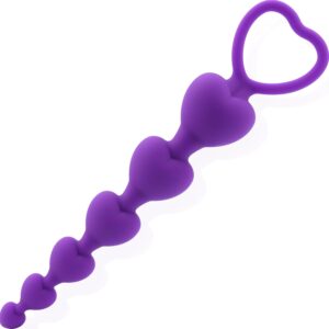 FOPS K44 Purple Beads 18 cm Silicon Balls Diameter 3 cm Flexible Toys Balls for Men and Women Chain Heart-Shaped Balls Chain Safety Handle Beads Balls for Men