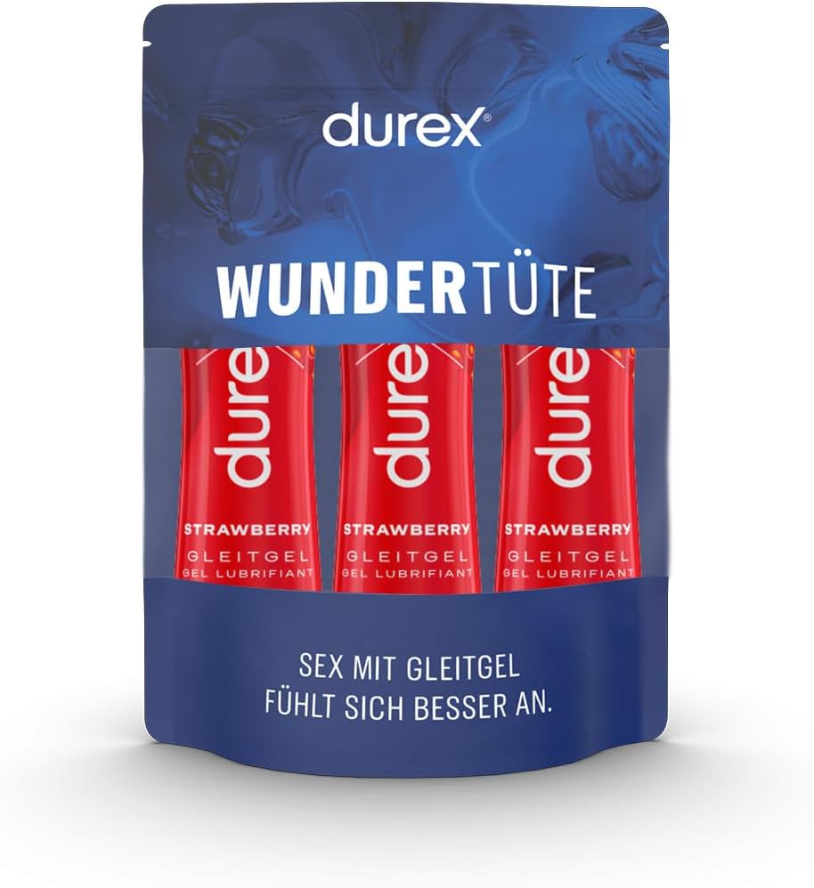 Durex Strawberry Lubricant - Water-Based Strawberry Lubricant for Pleasant Lubrication, Gentle & pH Friendly - 150ml (3 x 50ml)