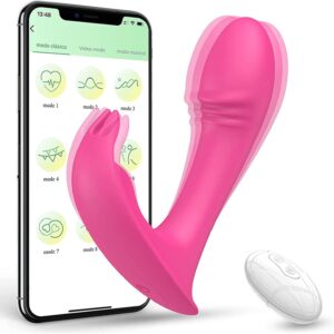 ZWFUN Butterfly Vibrator with 9 Vibration Modes, App Control and Remote Control, Silicone, Waterproof, Vibrator for Travel, Slip Vibration for Women, Sex Toy for Women