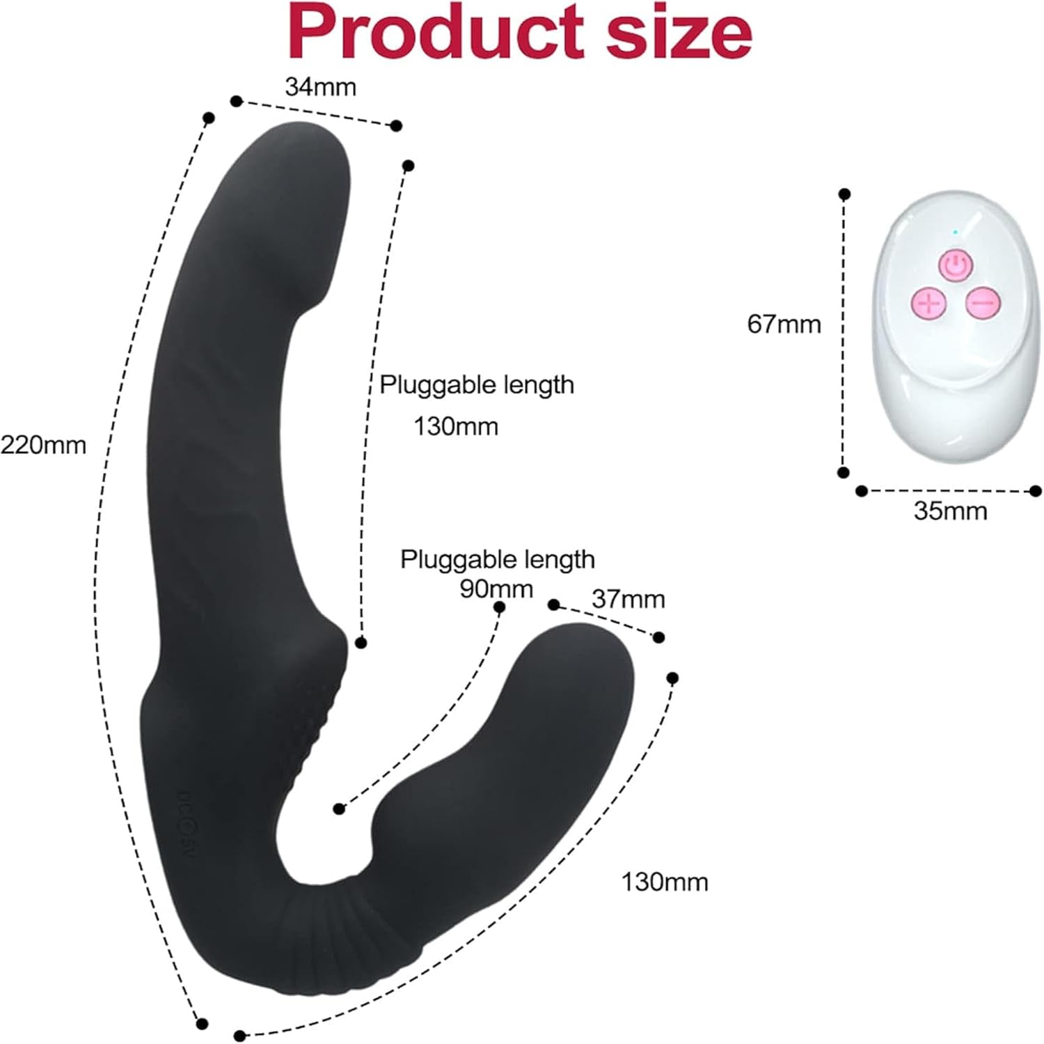 QgLust Realistic Double Dildos Couples Vibrator with Remote Control, Three Motors Clitoral Stimulator G-Spot Vibration for Women with 10 Vibration Modes, Dildo Sex Toy for Men (Black) – Bild 3