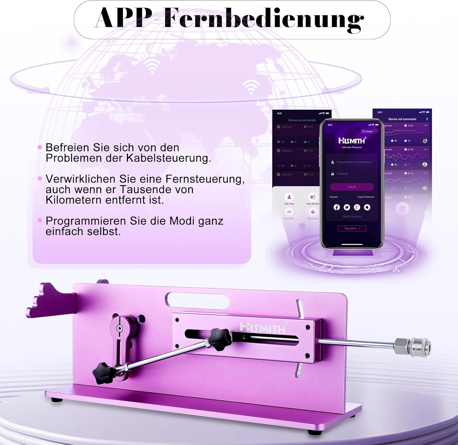 Hismith Premium Sex Machine with KlicLok System, App Controlled Love Machine, Adjustable Butt Machine for Adults for Men and Women, 48 Watt, Table Device – Bild 3