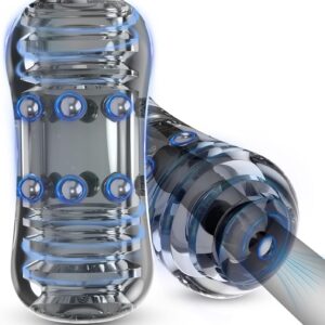 Masturbator Masturbators with Steel Ball, Masturbating for Men, Pocket Pussy Masturbators, Pocket Pussy 3D Realistic Vagina Oral Sex, Masturbator Cup Sex Toy (Transparent Black)