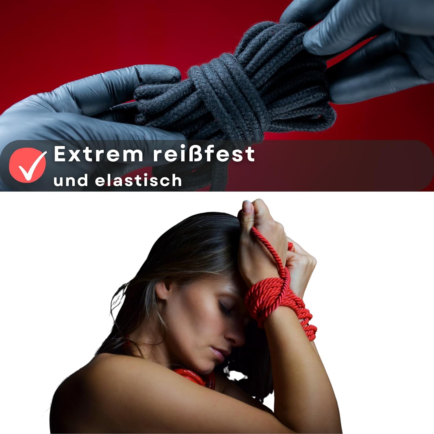 Bondage Rope Set 3 x 10 m in Red Cotton for Restraining Bondage and BDSM, Soft and Elastic Rope Lovelyness – Bild 5