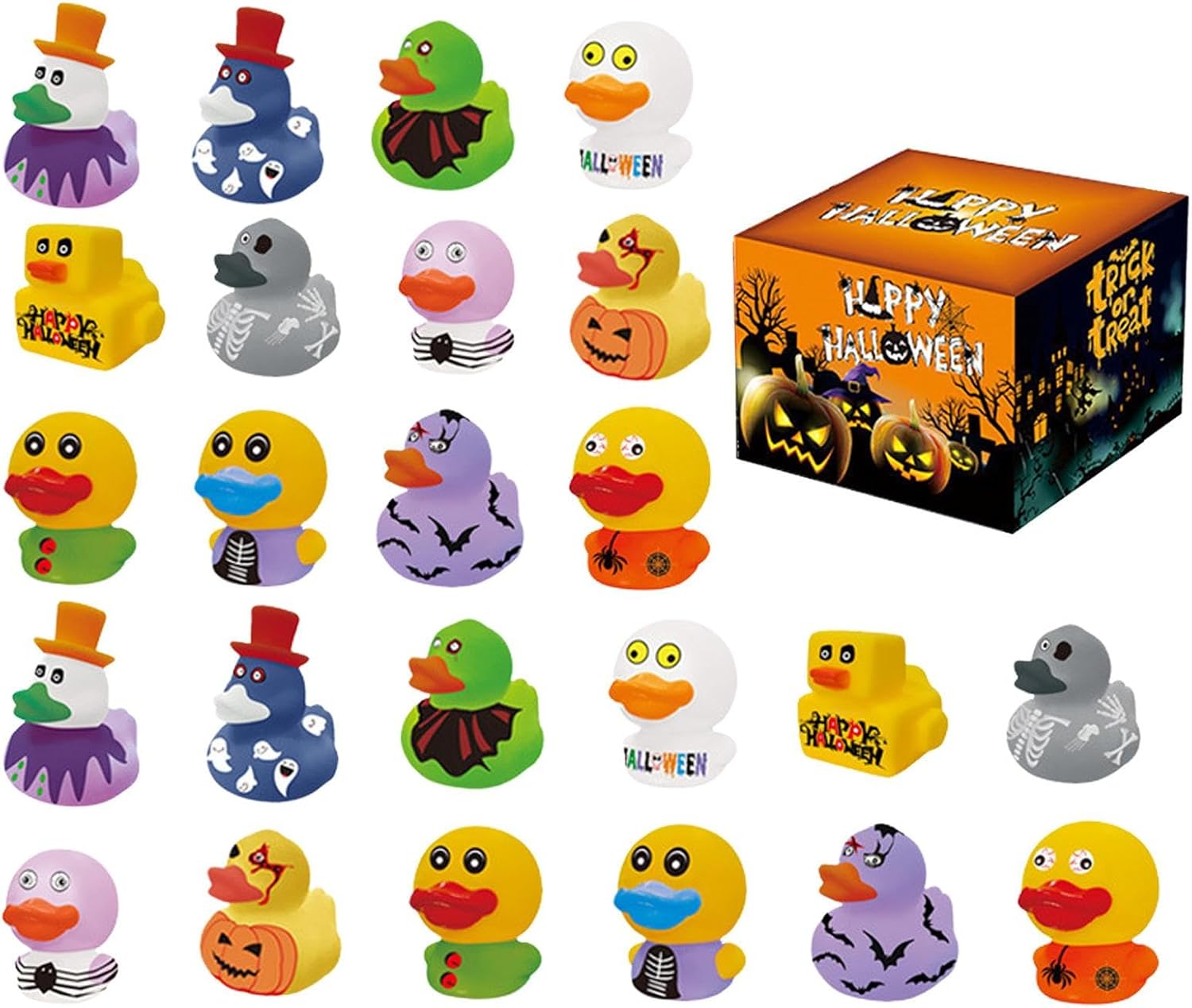 Halloween Rubber Dolls - 24 Different Shower Ducks for Party Favors | Floating Bath Toy for Bags with Stuff or Treats, Carnival Prizes, Gift Bags, Gifts – Bild 7