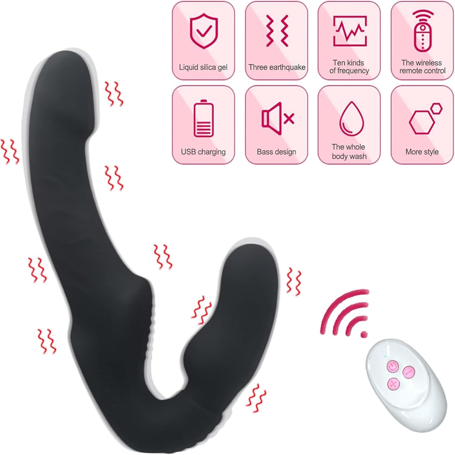 QgLust Realistic Double Dildos Couples Vibrator with Remote Control, Three Motors Clitoral Stimulator G-Spot Vibration for Women with 10 Vibration Modes, Dildo Sex Toy for Men (Black) – Bild 5
