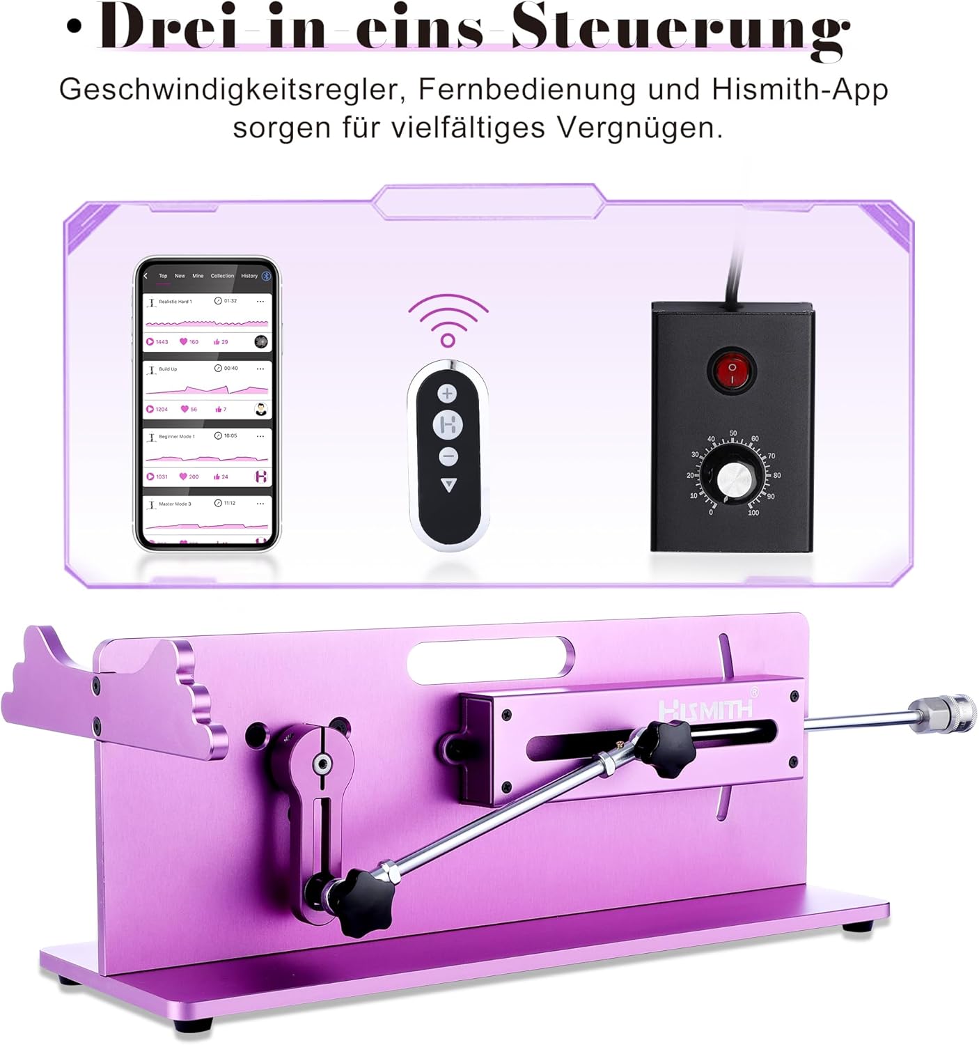 Hismith Premium Sex Machine with KlicLok System, App Controlled Love Machine, Adjustable Butt Machine for Adults for Men and Women, 48 Watt, Table Device – Bild 7
