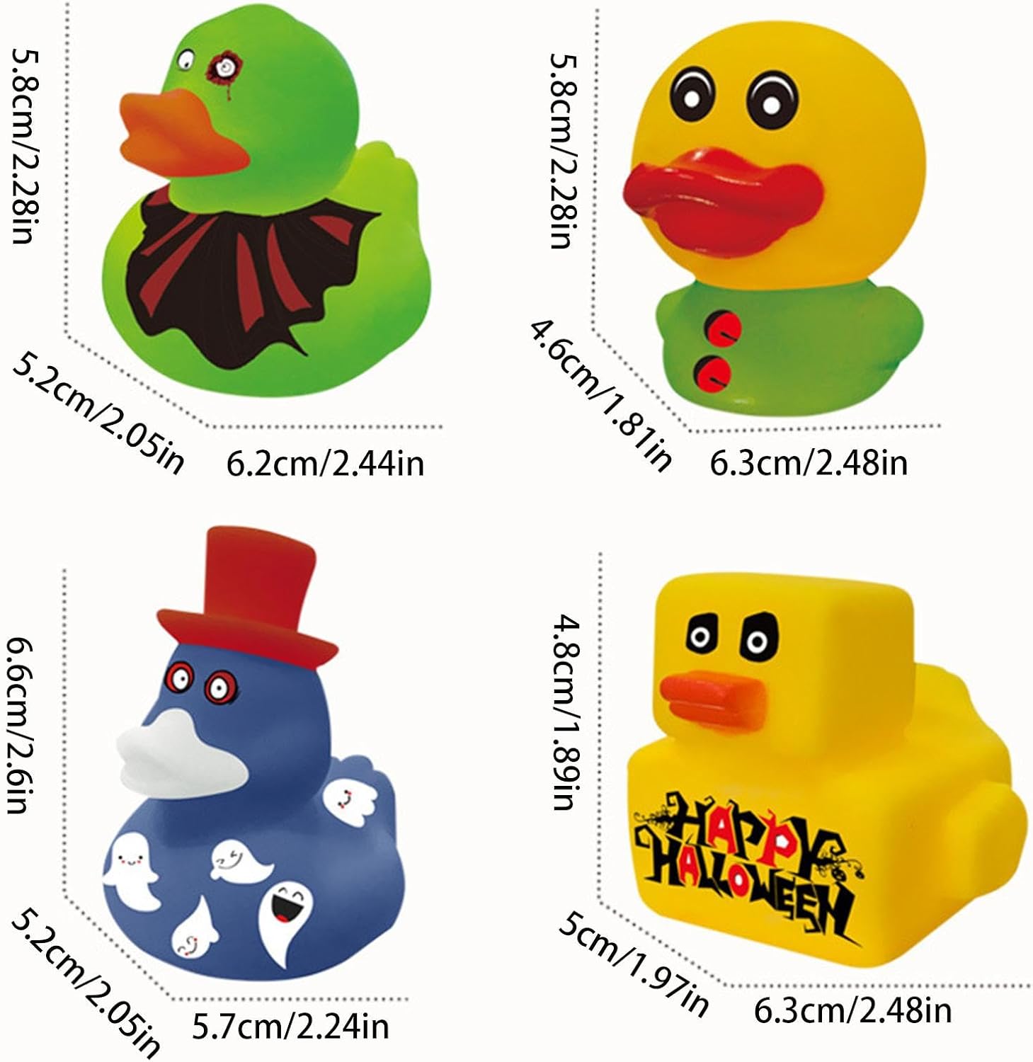 Halloween Rubber Dolls - 24 Different Shower Ducks for Party Favors | Floating Bath Toy for Bags with Stuff or Treats, Carnival Prizes, Gift Bags, Gifts – Bild 6