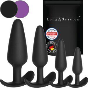LONG.SESSION® set of 4 premium plugs made of skin-friendly silicone for men and women