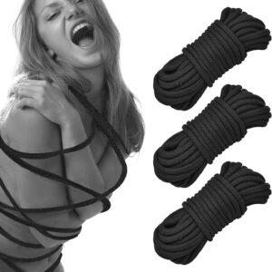 Aorgasms Bondage Set Rope Cotton Rope Bondage Rope BDSM Restraints Cotton Cord 8 mm Bed for Sex Ropes Bondage 3 x 10 m Shibari Rope Fetish Couple Toy Couples Beginners Men and Women (Black)