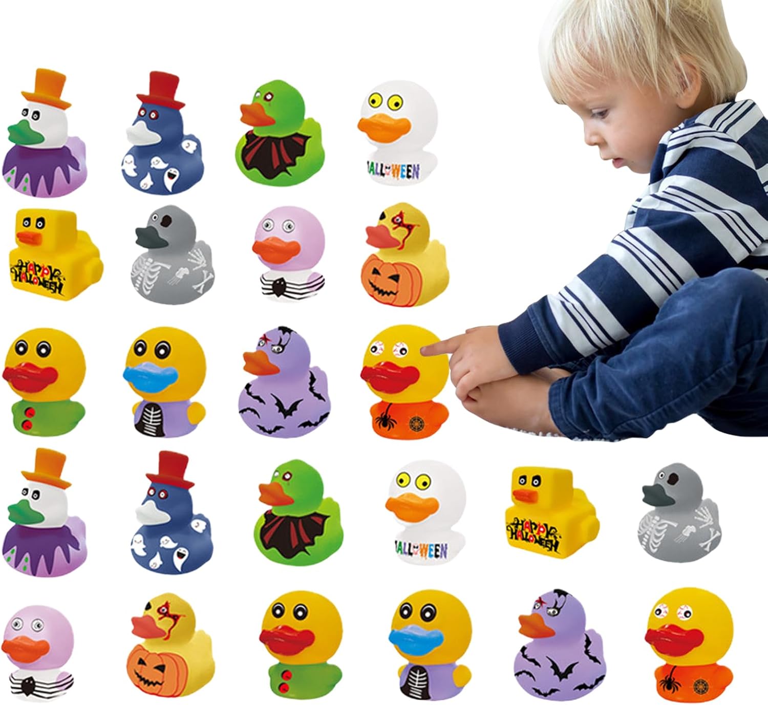 Halloween Rubber Dolls - 24 Different Shower Ducks for Party Favors | Floating Bath Toy for Bags with Stuff or Treats, Carnival Prizes, Gift Bags, Gifts – Bild 8