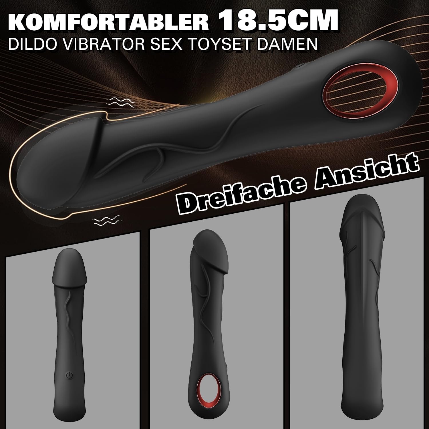 Silicone Classic Vibrator Vibration for Women Sex Toy Vibrators for Her Clitoris Quiet Sex Toys Realistic Dildo Vibrator for Couples with 10 Modes G-Spot Vibrators (Obsidian Black) – Bild 4