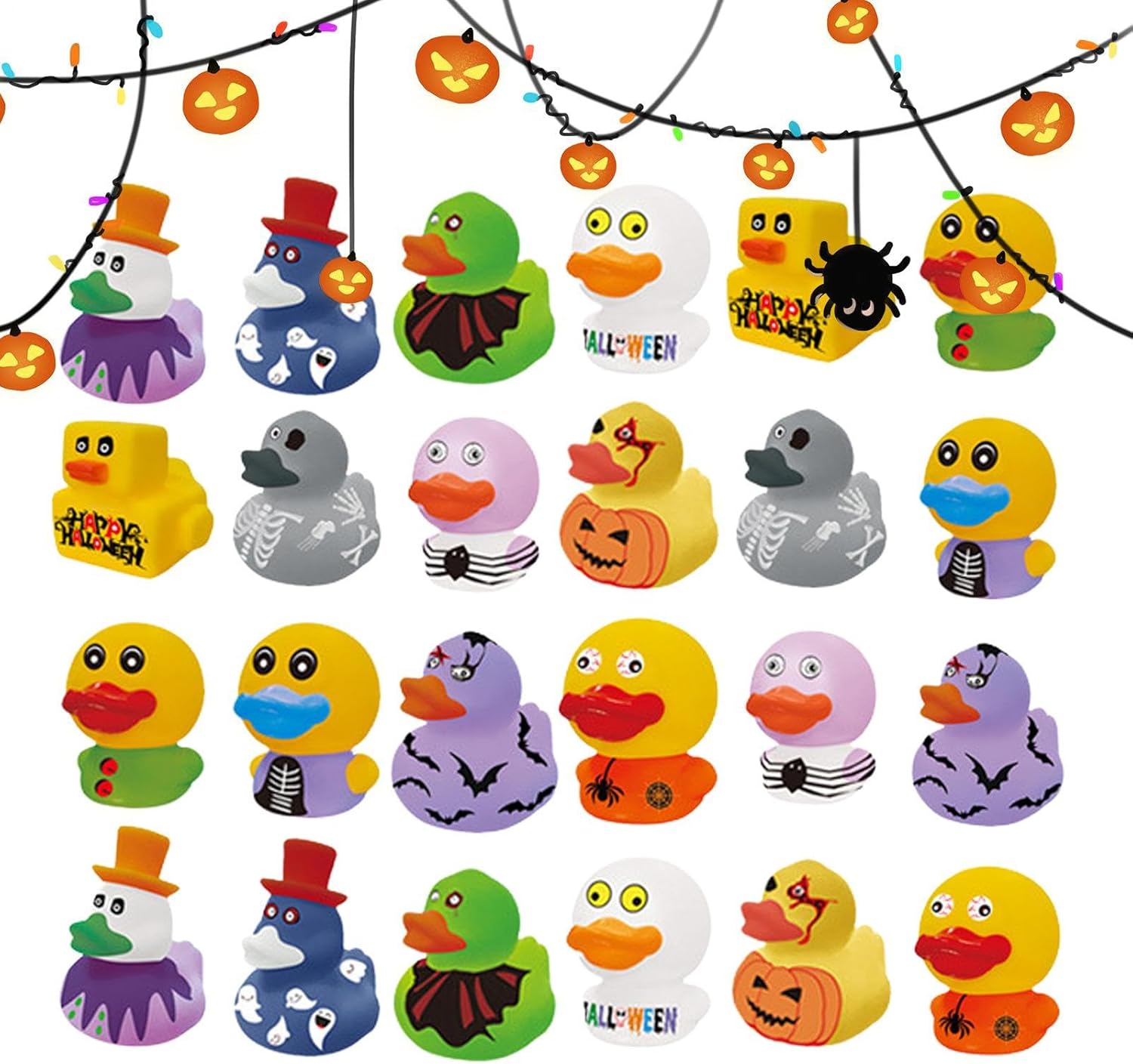 Halloween Rubber Dolls - 24 Different Shower Ducks for Party Favors | Floating Bath Toy for Bags with Stuff or Treats, Carnival Prizes, Gift Bags, Gifts – Bild 9