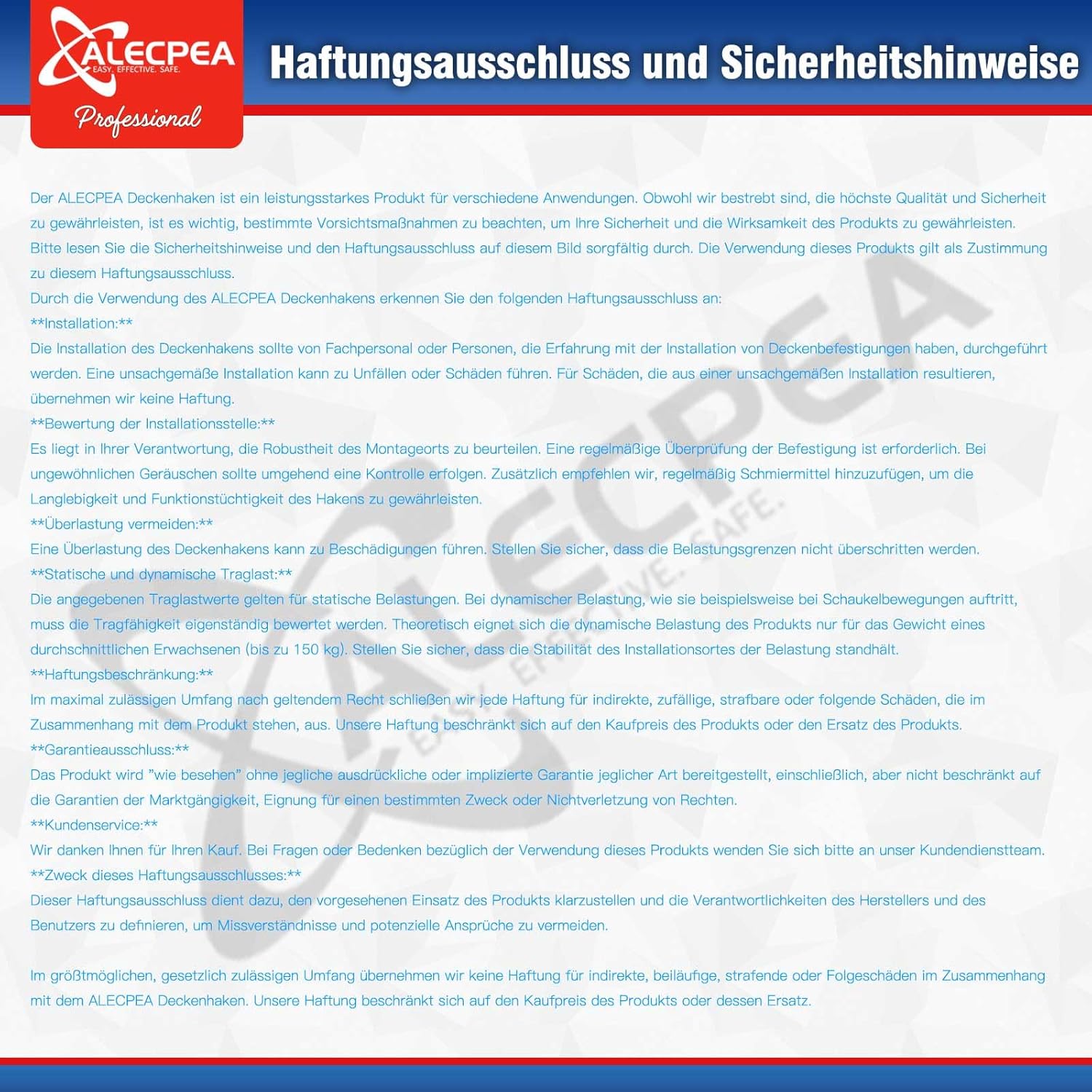 ALECPEA Ceiling Hook Hanging Chair Swing Spring up to 450 kg - 360° Rotating Ceiling Mount, Punch Bag Holder - Swing Hooks for Concrete Wood Sets Playground Porch Seat Trapeze Yoga Gym – Bild 9