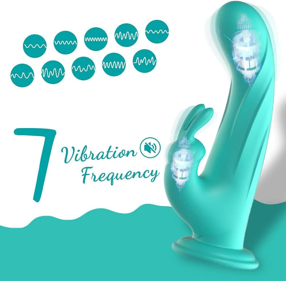 Dildo Vibrator with 2 Motors, Rabbit Vibrators for G-Spot Stimulation, Sex Toy, 7 Vibrations, Silicone Sex Toy, Waterproof and Quiet Sex Toy for Women, Vagina (Navy Blue) – Bild 6