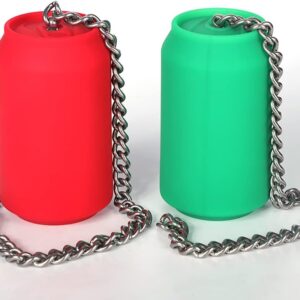 Jixaxe Liquid Silicone Plug with Stainless Steel Chain Cola Cans Shape Butt Plug Balls Chain Butt Plug Anus Dilator Stimulator Sex Toy for Couples Women Men (Green)