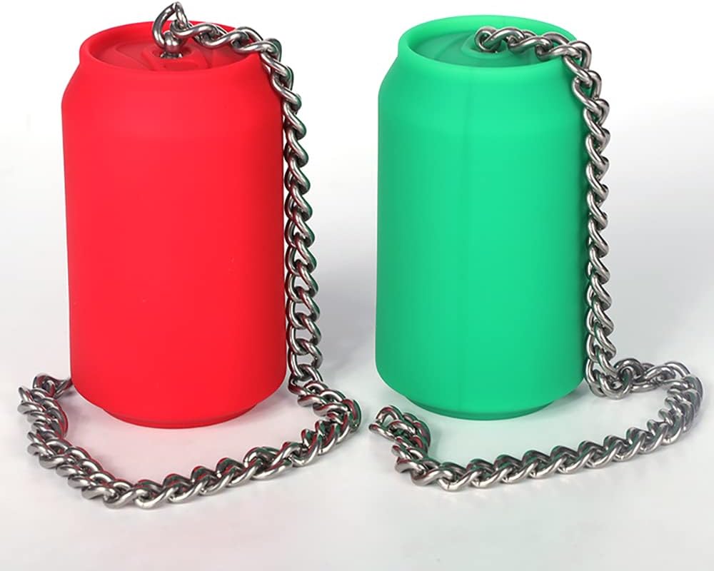 Jixaxe Liquid Silicone Plug with Stainless Steel Chain Cola Cans Shape Butt Plug Balls Chain Butt Plug Anus Dilator Stimulator Sex Toy for Couples Women Men (Green)