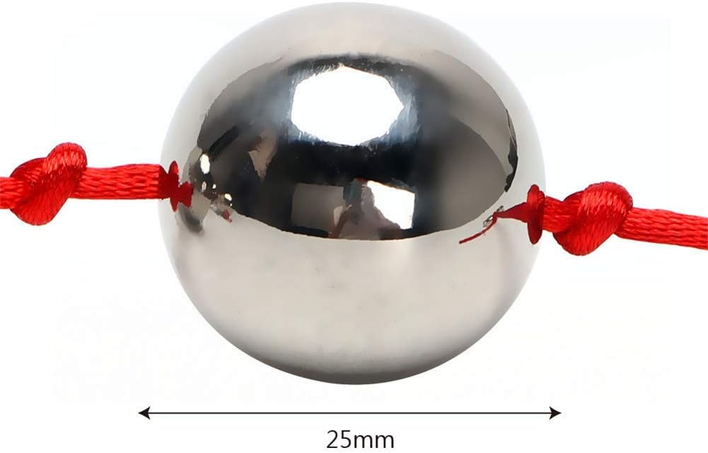 ChicLSQ Stainless Steel Beads Ball Beads Gay Long Chain with 5 Balls Metal Pull Ring G-Spot Stimulation Sex Toy for Men and Women (Ball Diameter 25 mm - Red Rope) – Bild 4