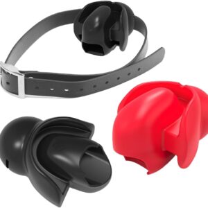 Jomyu BDSM Silicone Ball Gag Tongue Fixation with Ball Gag Adjustable Slaves Fetish Sex Game Sex Toy for Couples Women Men Extreme (Red)