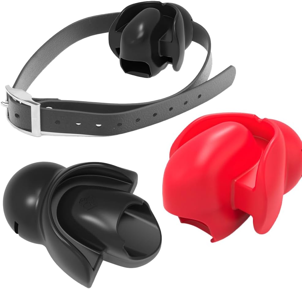 Jomyu BDSM Silicone Ball Gag Tongue Fixation with Ball Gag Adjustable Slaves Fetish Sex Game Sex Toy for Couples Women Men Extreme (Red)