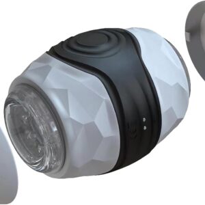 QgLust Portable Electric Double Head Masturbation Cup for Men, Multifrequency Vibration/Manual Printing Mode, 3D Particle Channel Sex Toy, Masturbation Sex Toy for Men (White)